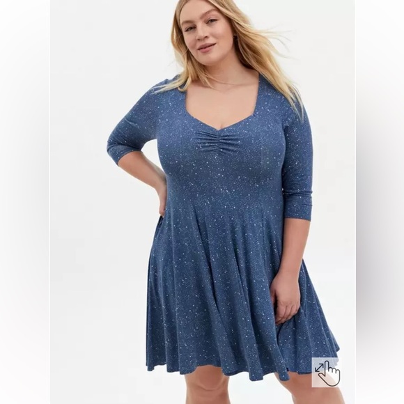 Torrid Mini Super Soft Skater Dress Star Print EUC Size 1 - Picture 7 of 12